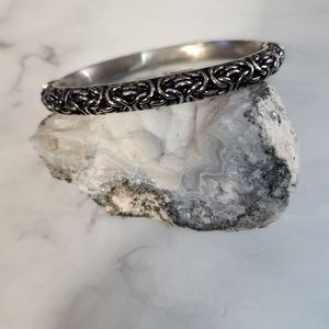 Womens Stainless Steel 316L Etched Bangle Bracelet